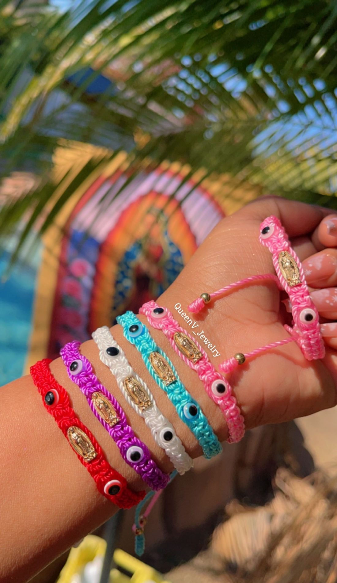 Evil Eye Virgencita Thread Bracelet