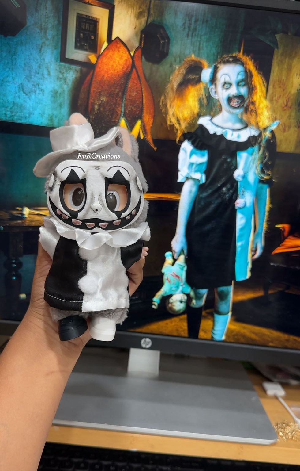 Thumbnail: The Little Clown Girl Mask – Handmade Outfit for Labubu