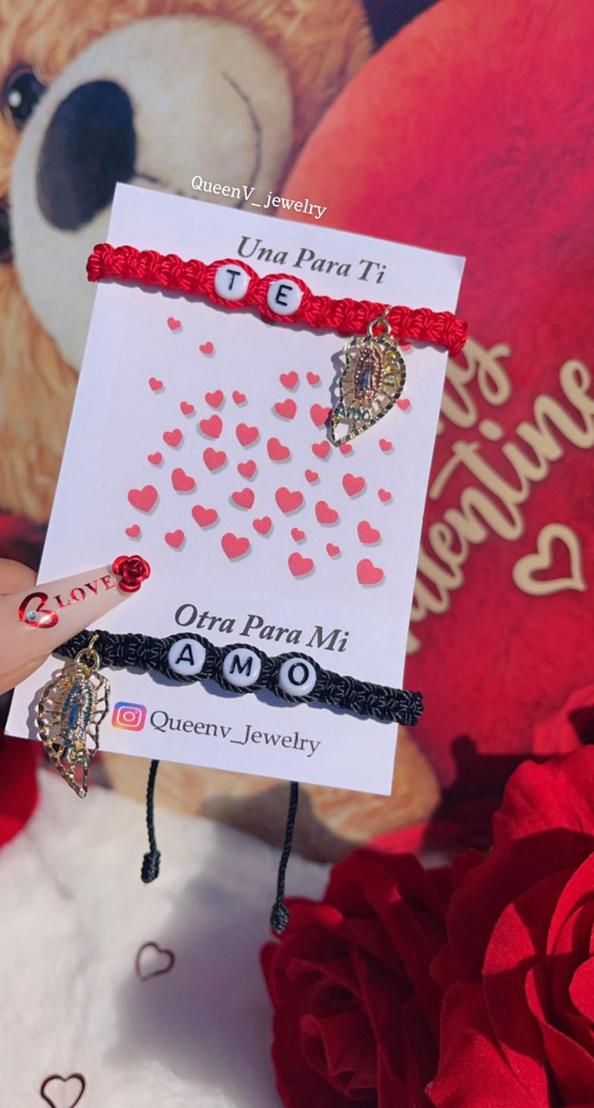 Thumbnail: TE AMO Guadalupe Matching Adjustable Broken Heart Bracelets for Couples