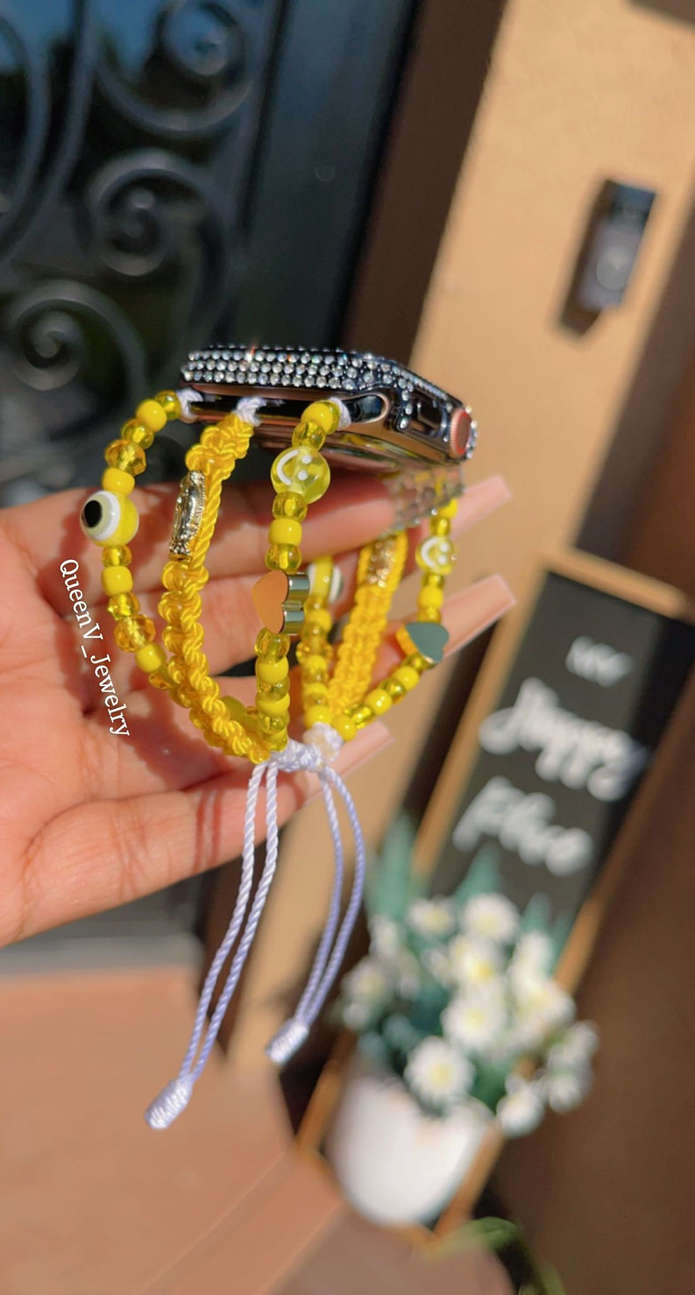 Thumbnail: Yellow Virgencita & Heart Apple watch Band.