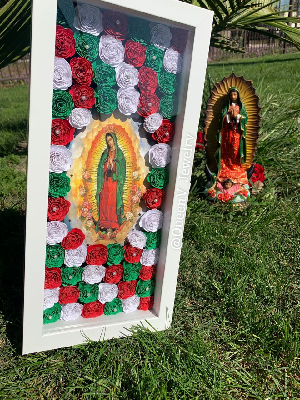 Thumbnail: Virgen de Guadalupe Flower Pearl Shadow Box
