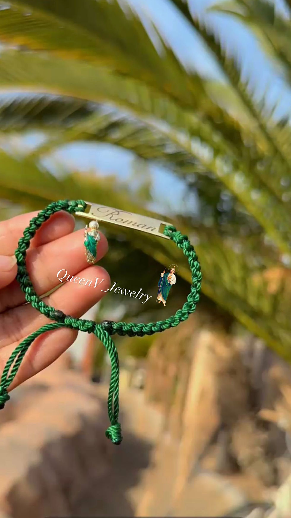 Thumbnail: San Judas Personalized NAME initials Adjust Thread Bracelet