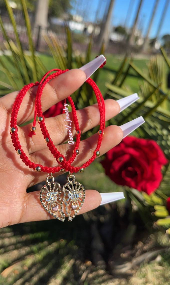 Thumbnail: TE AMO Matching Adjustable Broken Heart Bracelets for Couples