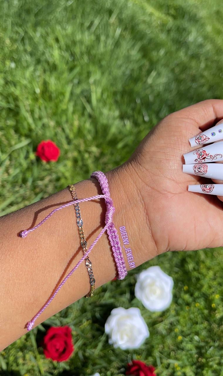 Thumbnail: 3Tone Guadalupe Adjustable Lavender Thread Watch