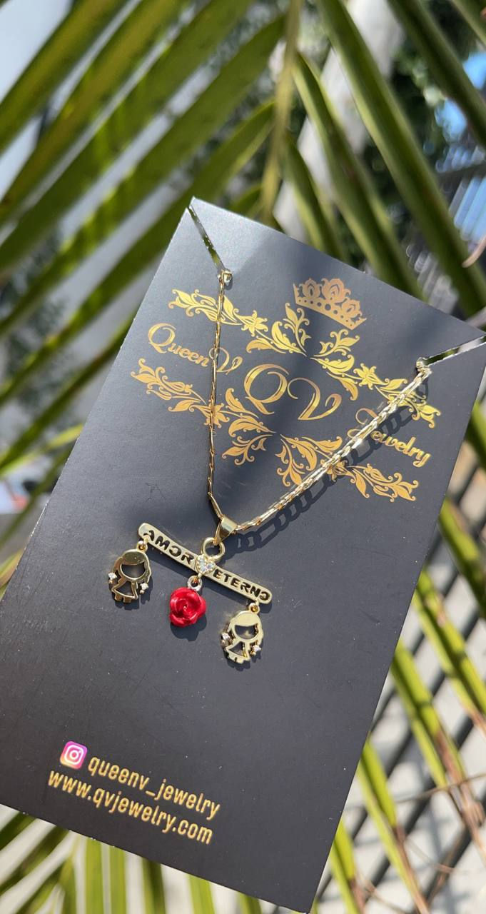 Thumbnail: "Amor Eterno" Mother's Necklace with 2 Girl's Charm