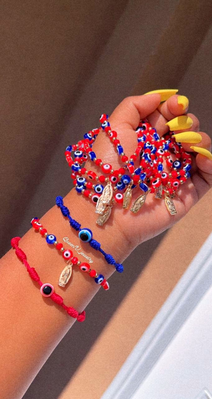 Thumbnail: Red & Blue Evil Eye & Guadalupe Bracelet 🧿