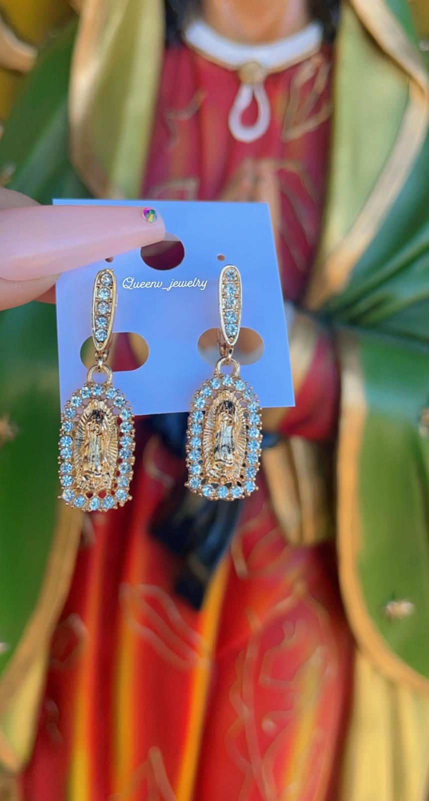 Thumbnail: Virgin Mary Cubic Zirconia Earrings