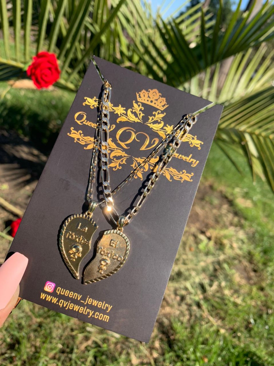 Thumbnail: La Toxica, El Toxico "Me Gusta La Mala Vida" Broken Heart Necklace💔"iloveyou"