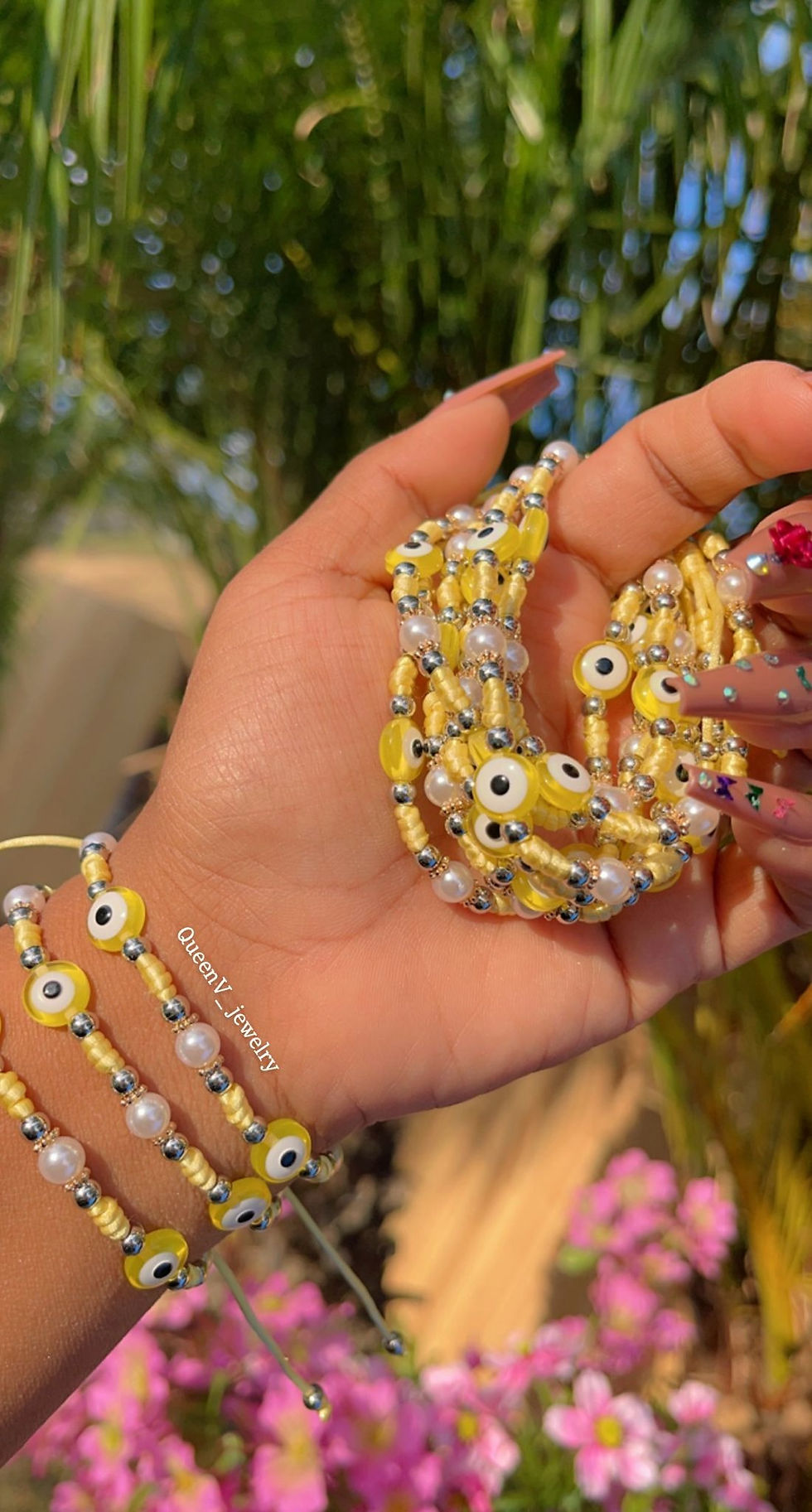 Thumbnail: Yellow Pearl Evil eye Thread Bracelet🧿