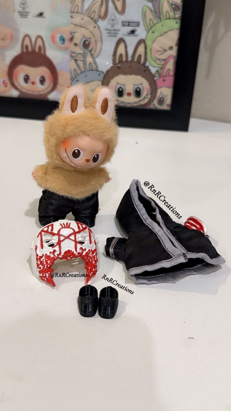 Thumbnail: Pin For Love MINI size labubu vessel Handmade Mask– Handmade Outfit for