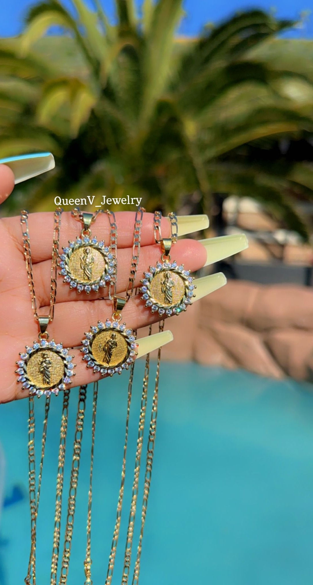 San Judas Zirconia Bling Necklace