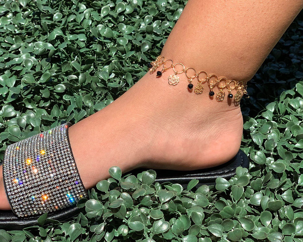 Thumbnail: Rose ankle bracelet "Black"🌹