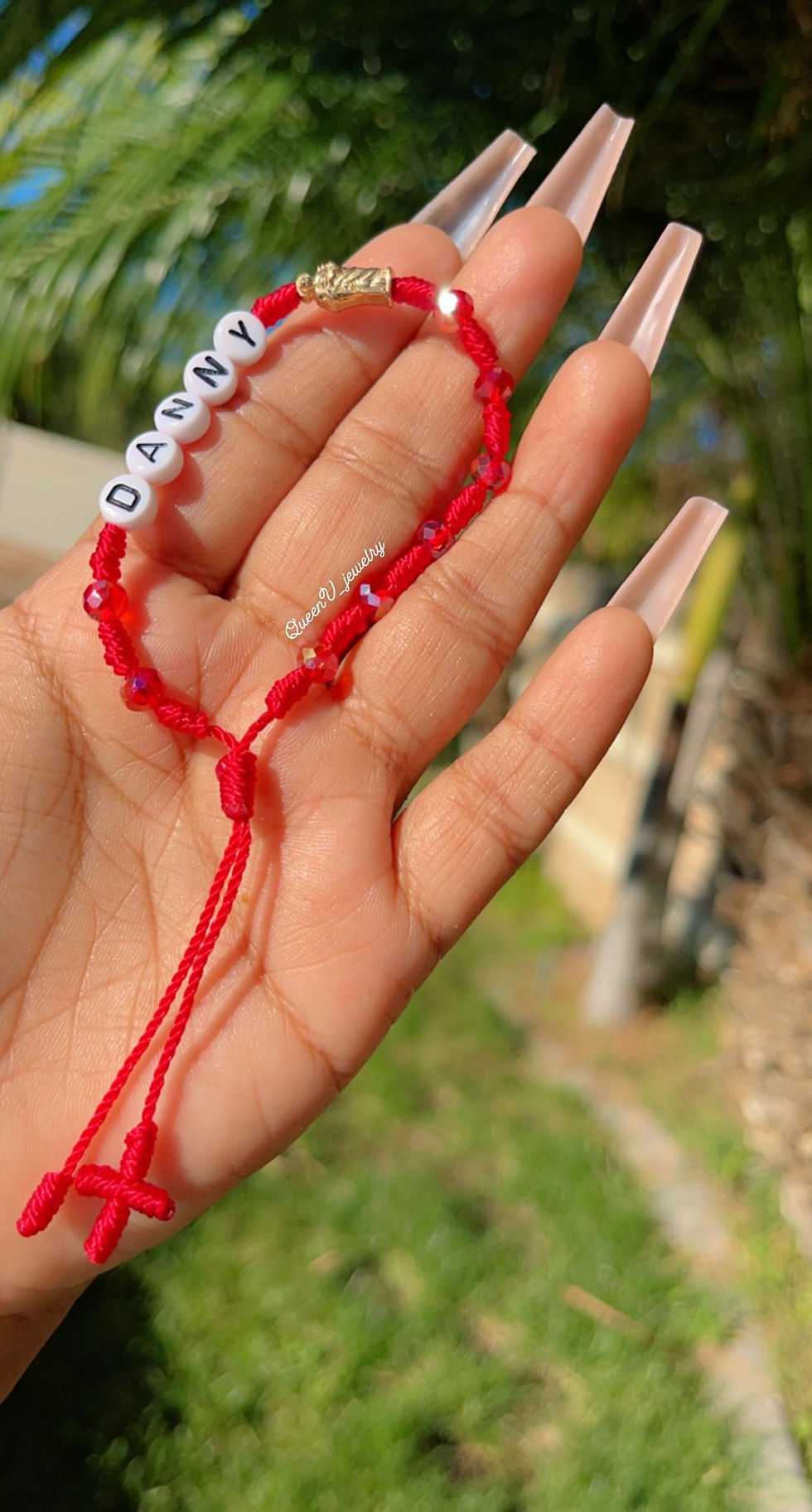 Thumbnail: San Judas Personalized Name Swarovski Crystal Beads Thread Bracelet