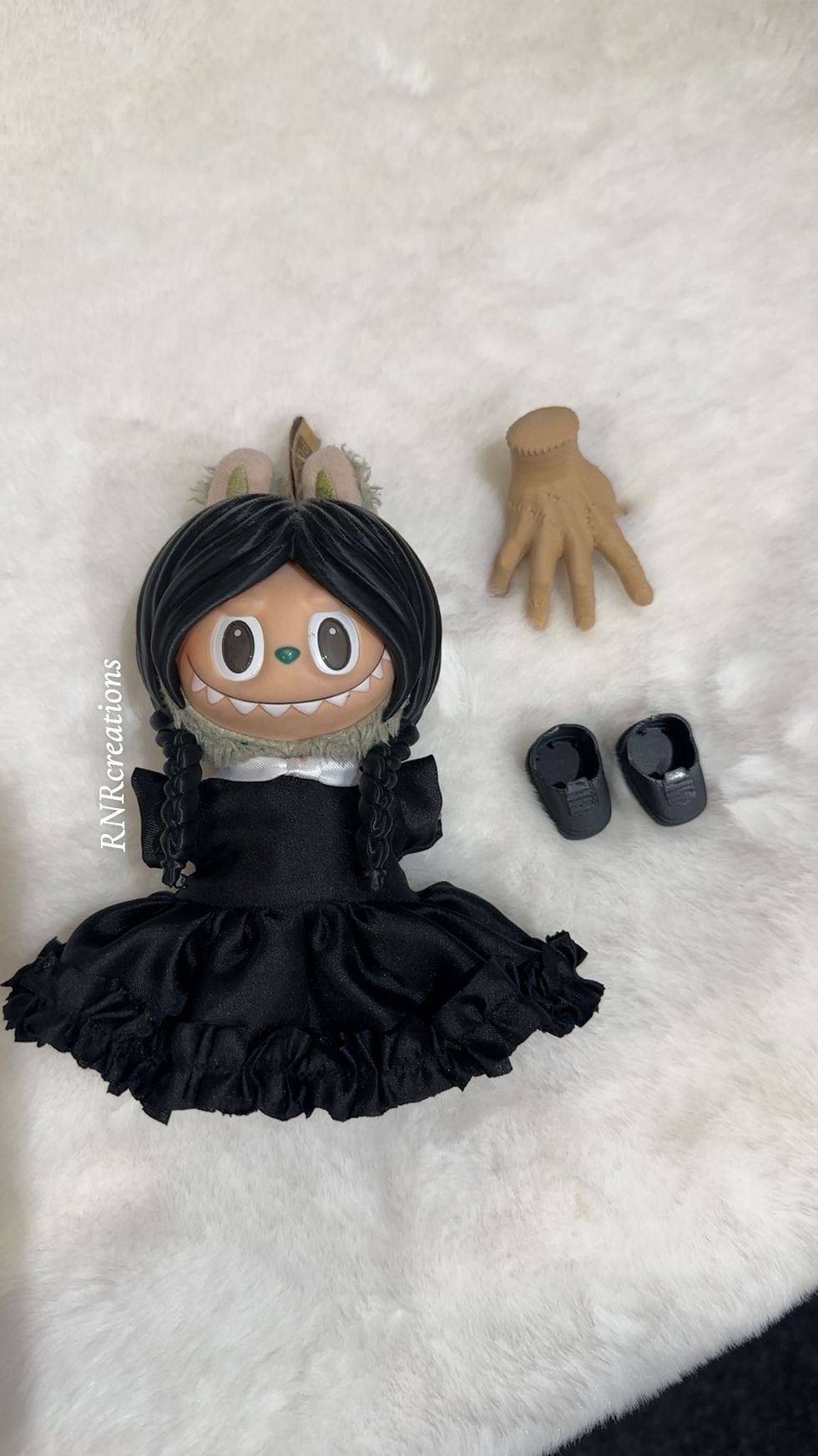 Thumbnail: wednesday Handmade Hair, hand And Outfit for Labubu