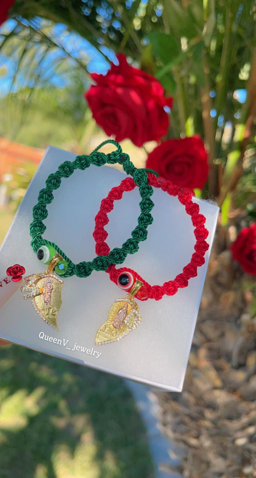 Thumbnail: Diamond San Juditas & Guadalupe  "Amores Aparte" Couples Broken Heart Bracelets