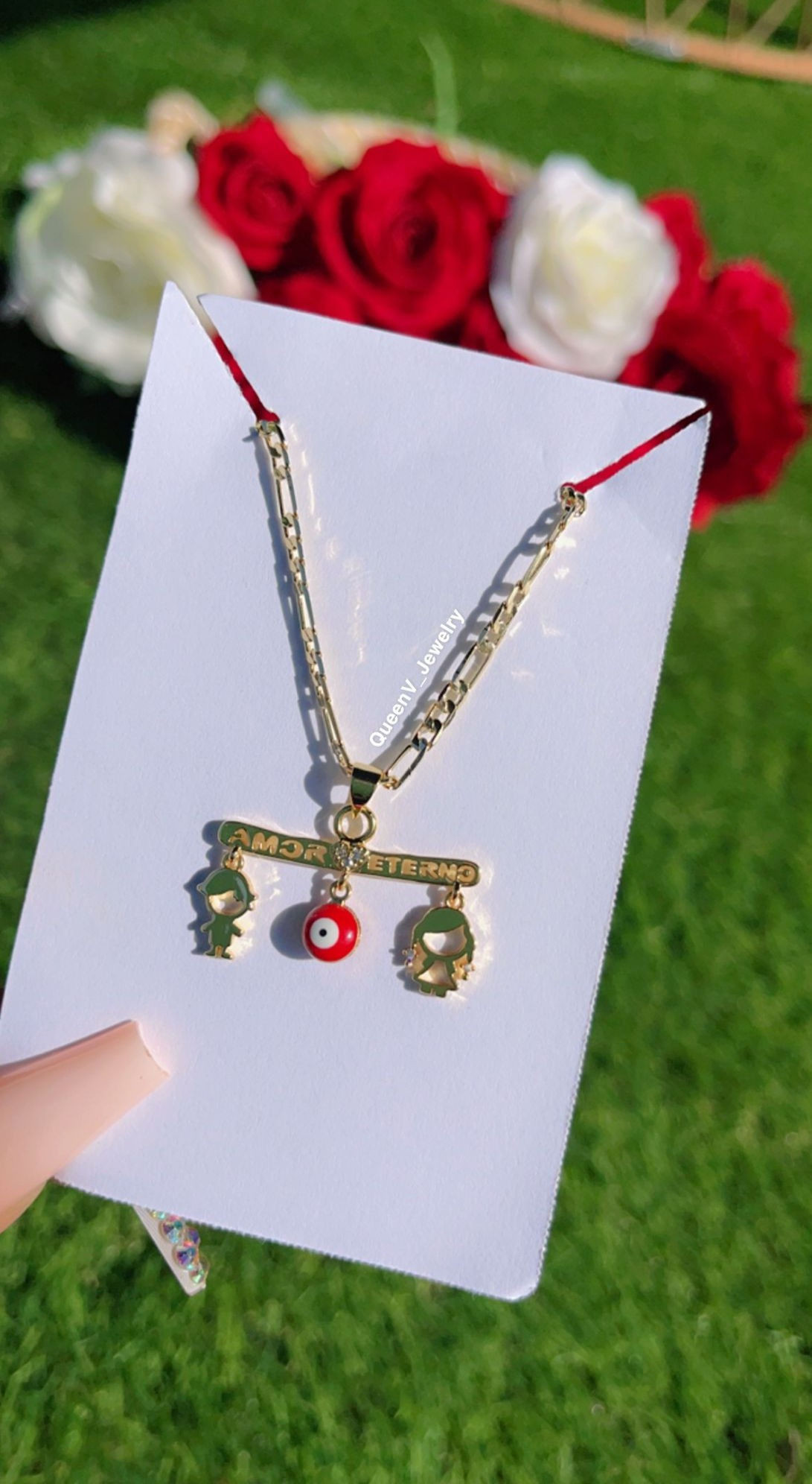 "Amor Eterno" 2Girl's custom Evil eye "Mother Necklace