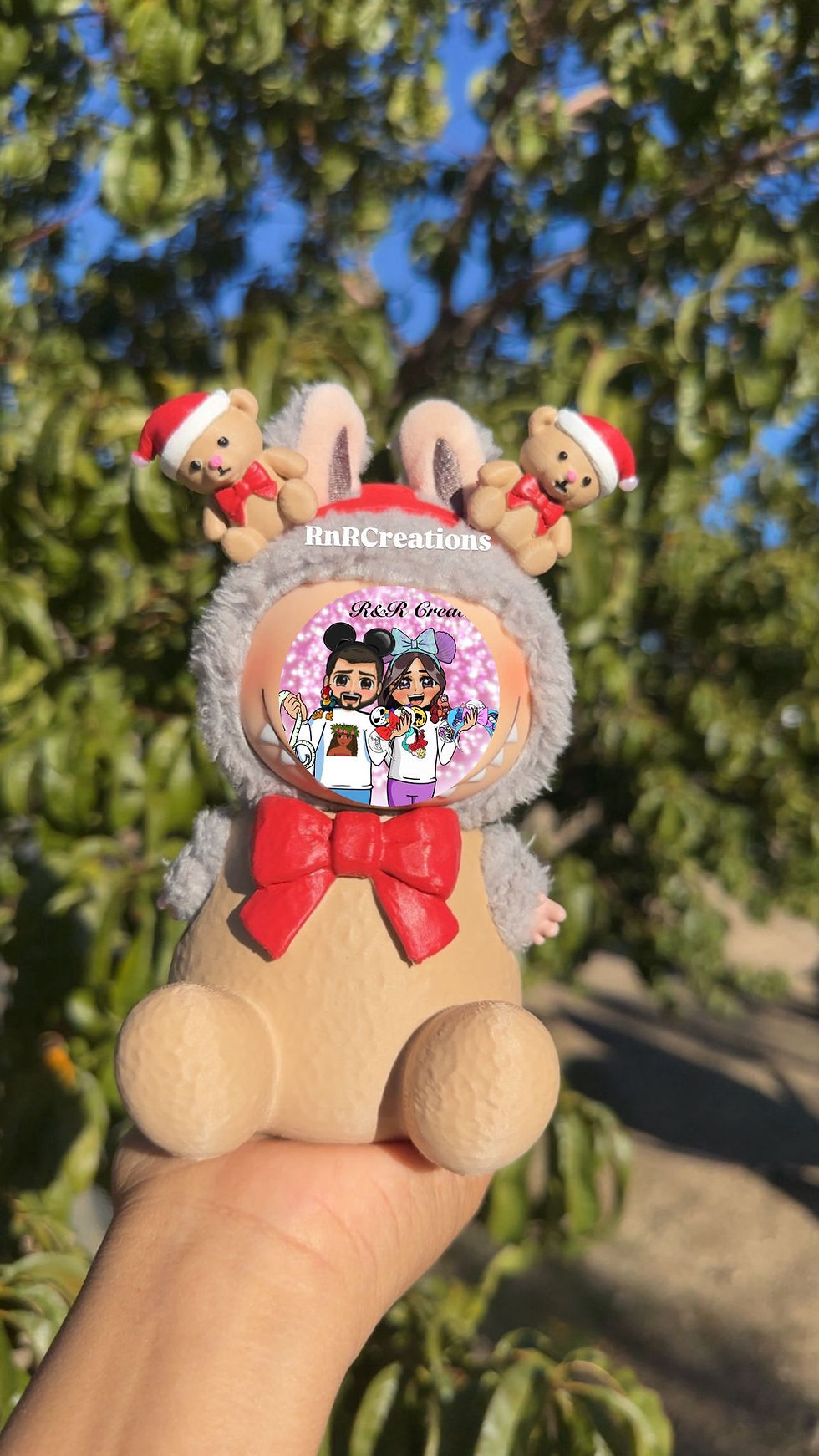 Thumbnail: Christmas Teddy Bear Figurine Keychain Doll Handmade set