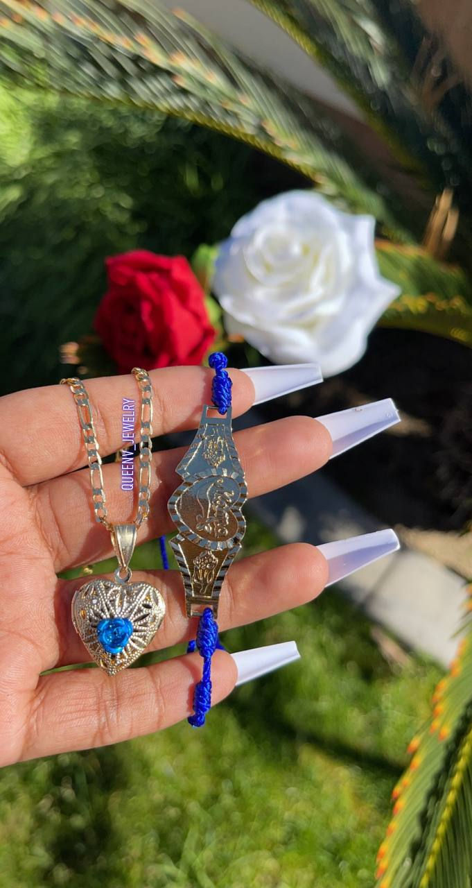 Thumbnail: "Mama" Blue Adjustable Thread Bracelet
