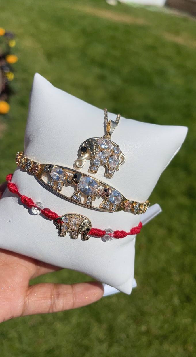 Thumbnail: 3Tone Elephant Crystal Zirconia Bracelet "Esclava" 🐘