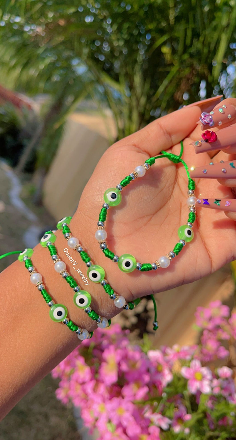 Thumbnail: Green Pearl Evil eye Thread Bracelet🧿