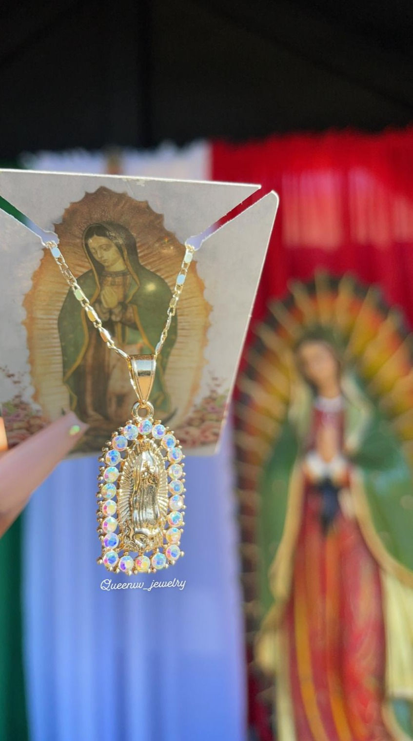 Thumbnail: Virgin Mary Cubic Zirconia Necklace