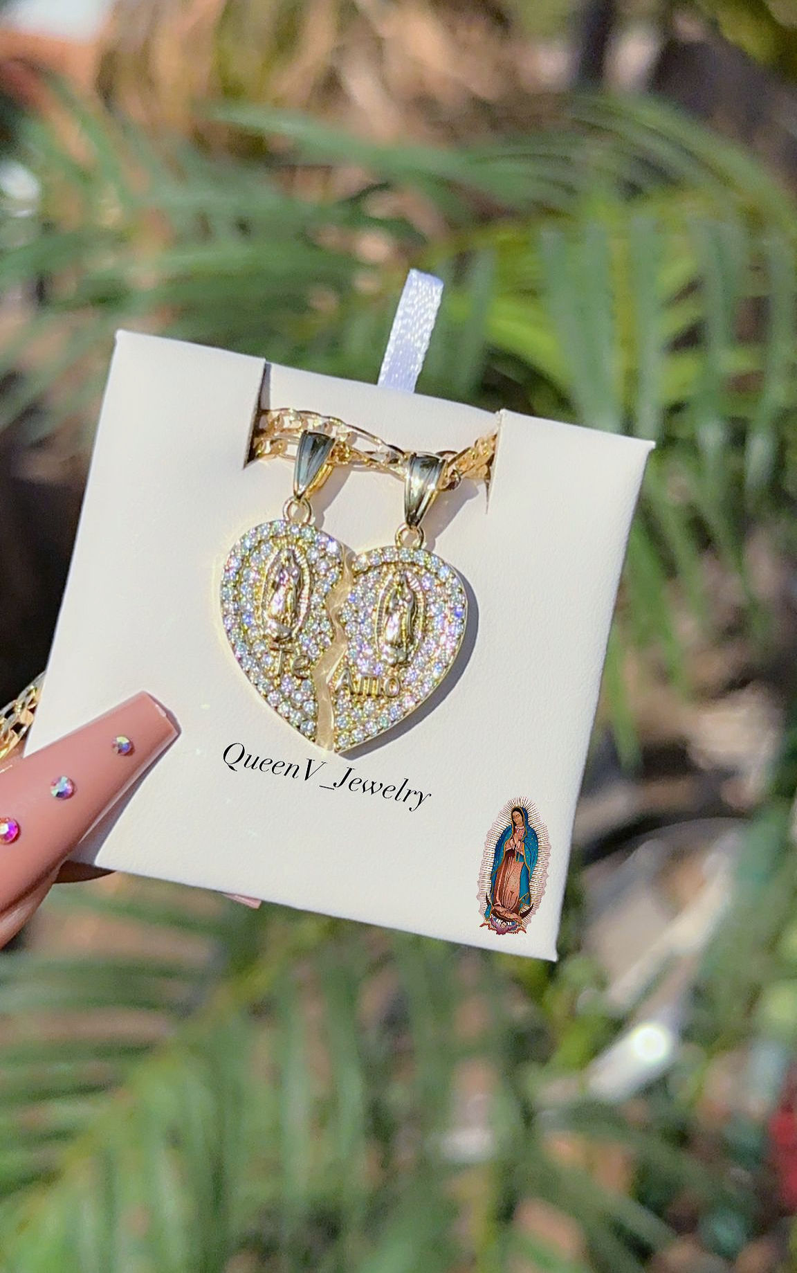 Guadalupe TE AMO Broken Heart Necklace