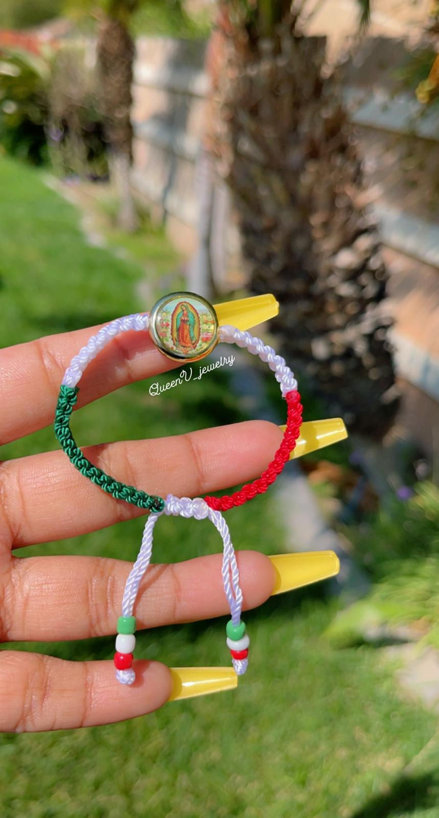 Thumbnail: Tri-Color "Mexican Colors" Guadalupe Thread Bracelet