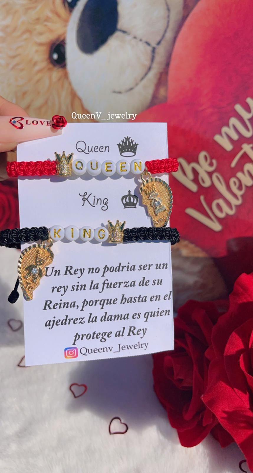 Thumbnail: King & Queen Initials Matching Adjustable Bracelets for Couples