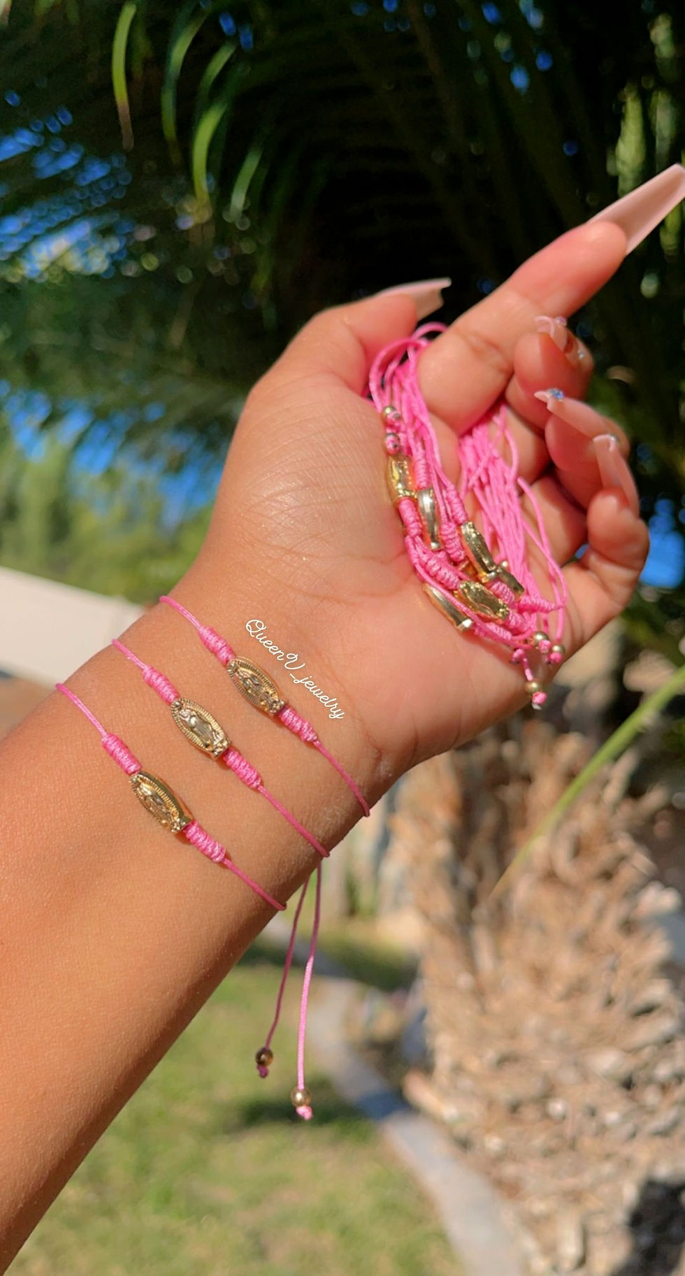 Thumbnail: Baby Pink Guadalupe Thread Bracelet