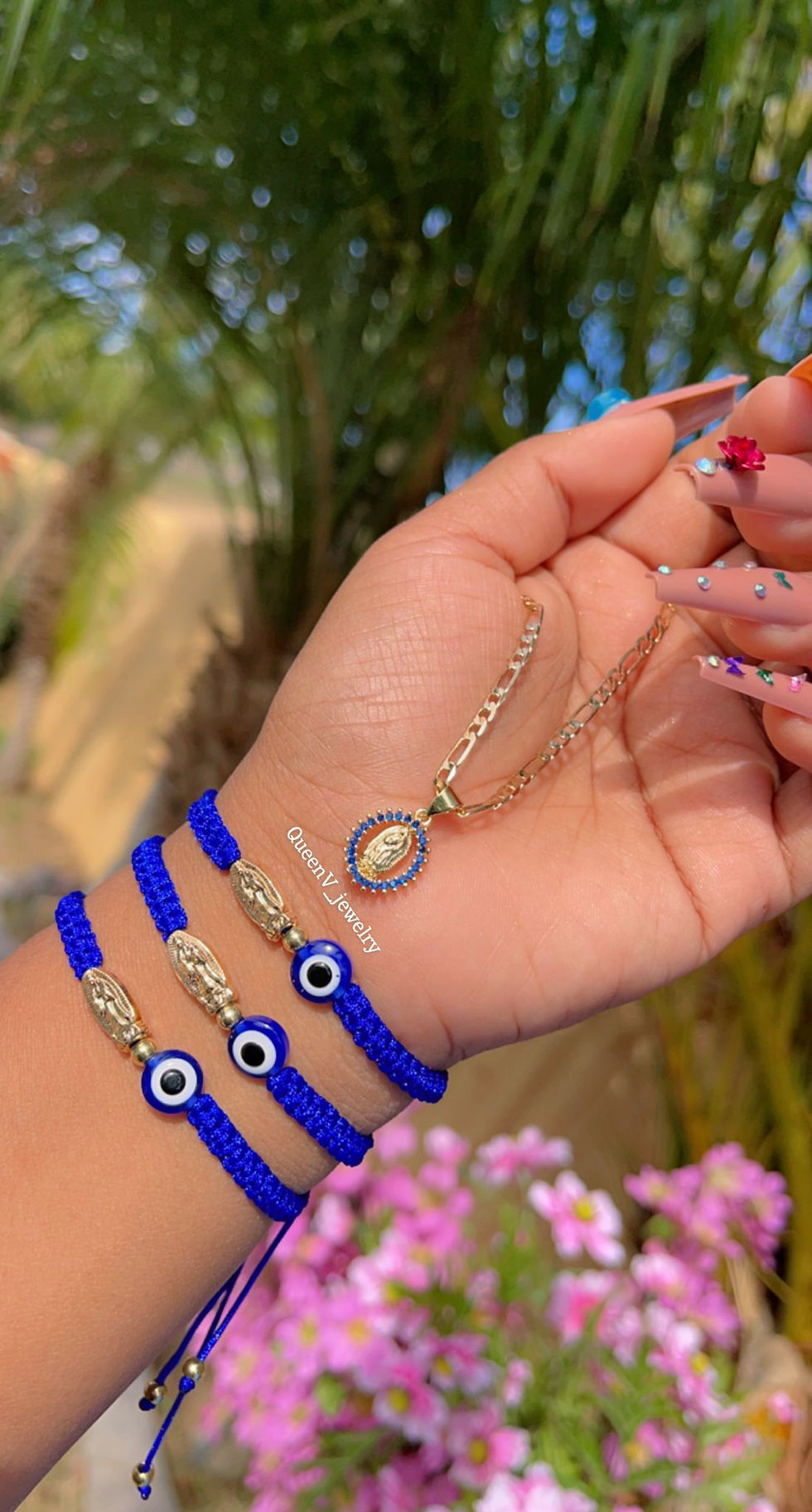 Thumbnail: Blue Virgencita Zirconia Necklace