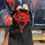 Thumbnail: Red Bling Ghost Horror Mask with Horns– Handmade Outfit for Labubu