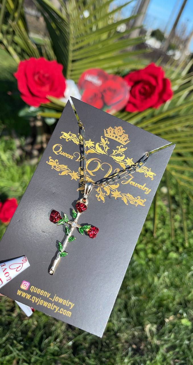 Thumbnail: Rose Cross Necklace