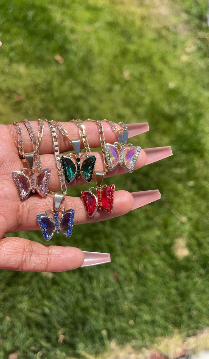 Thumbnail: Crystal Glass Butterfly Necklace 🦋
