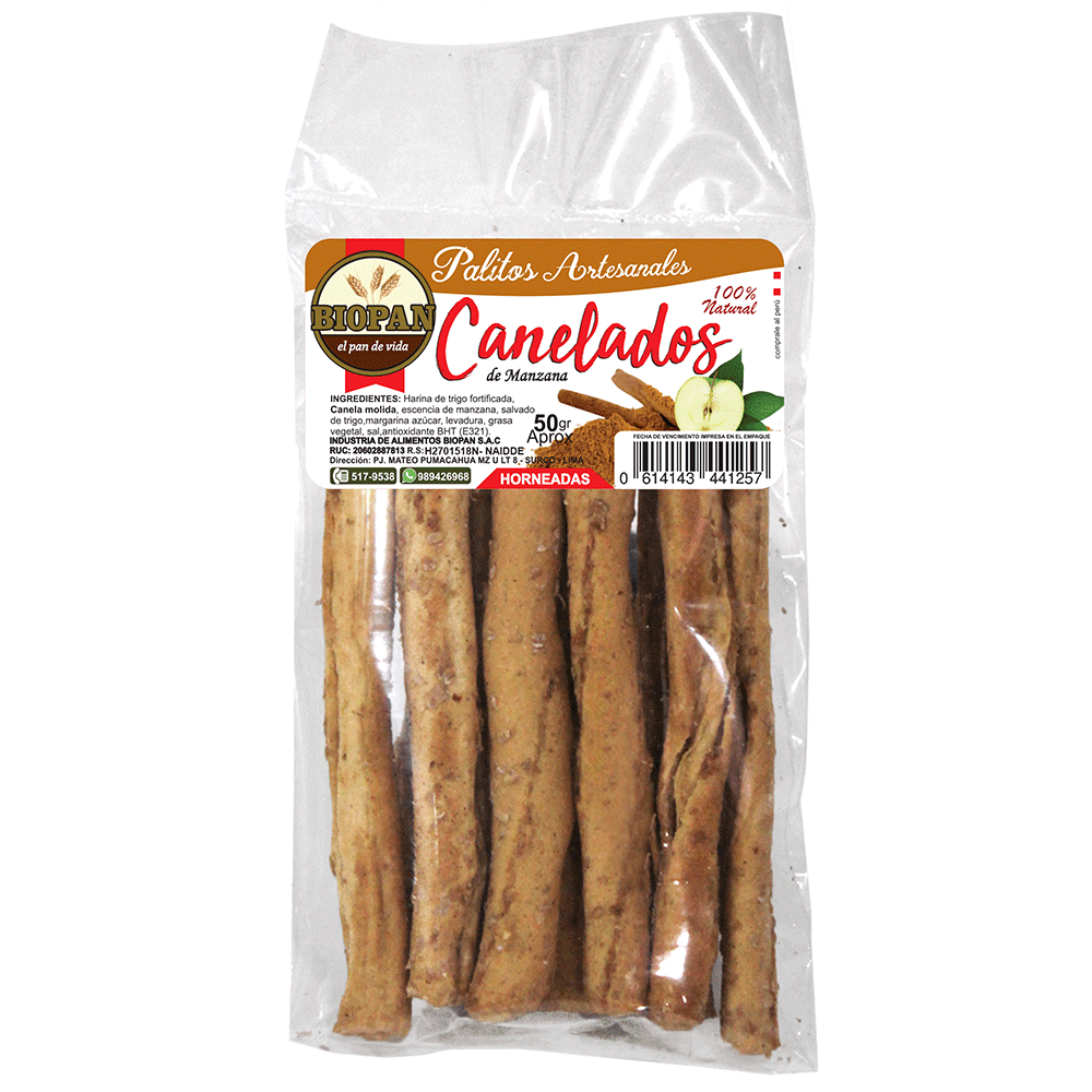 PALITOS CANELADOS BIOPAN - BOLSA 50 GR