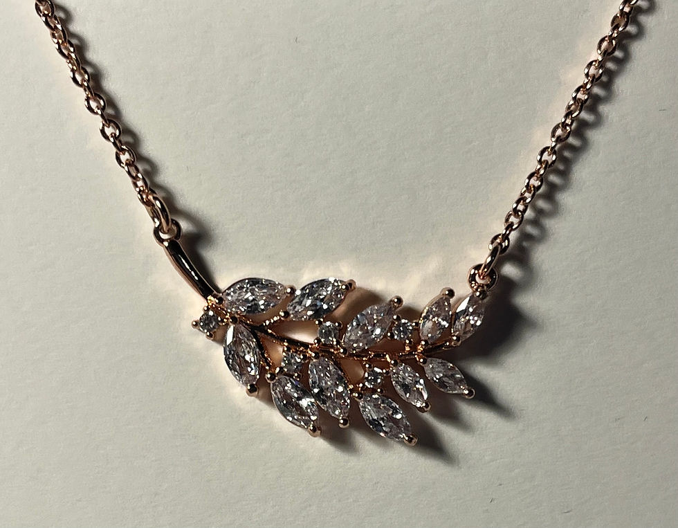 Cubic Zircon Blinged up Leaf Cluster Necklace Rose Gold
