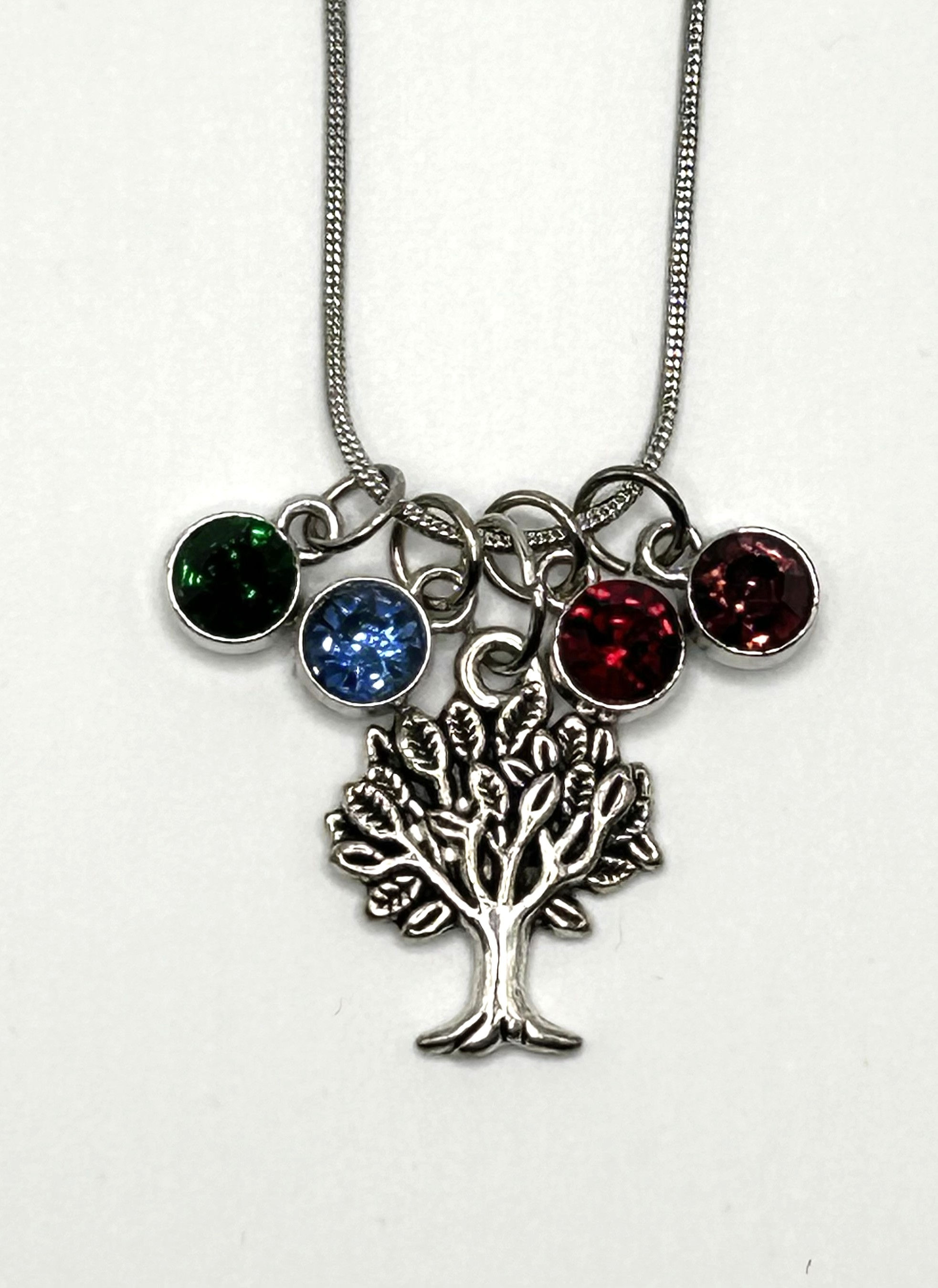 Birthstone Crystal Drop Tree Pendant for Mom or Grandma