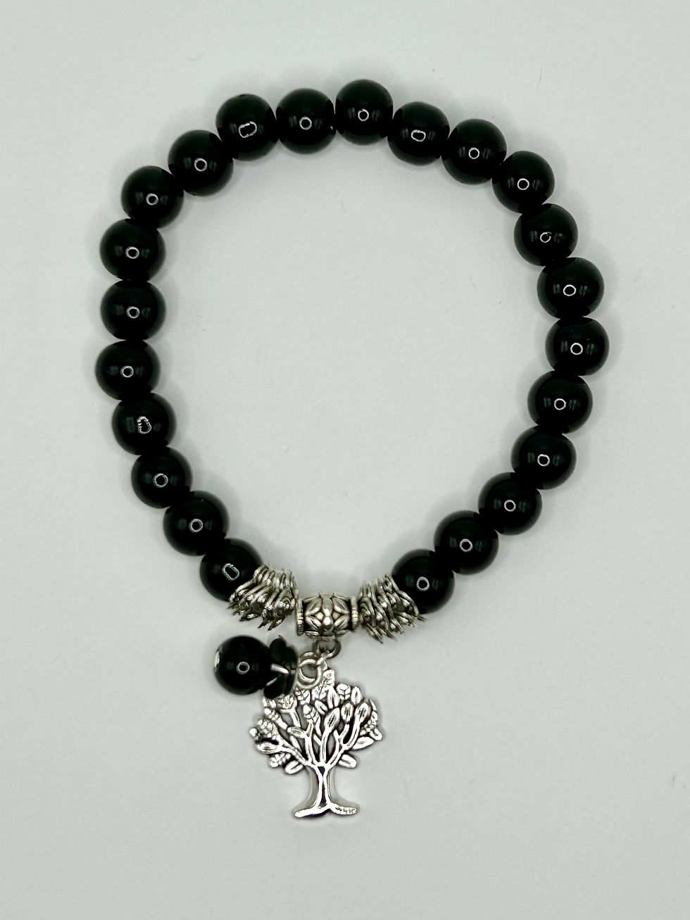 Beaded Stone Elastic bracelets with Tree of Life Focal Charms