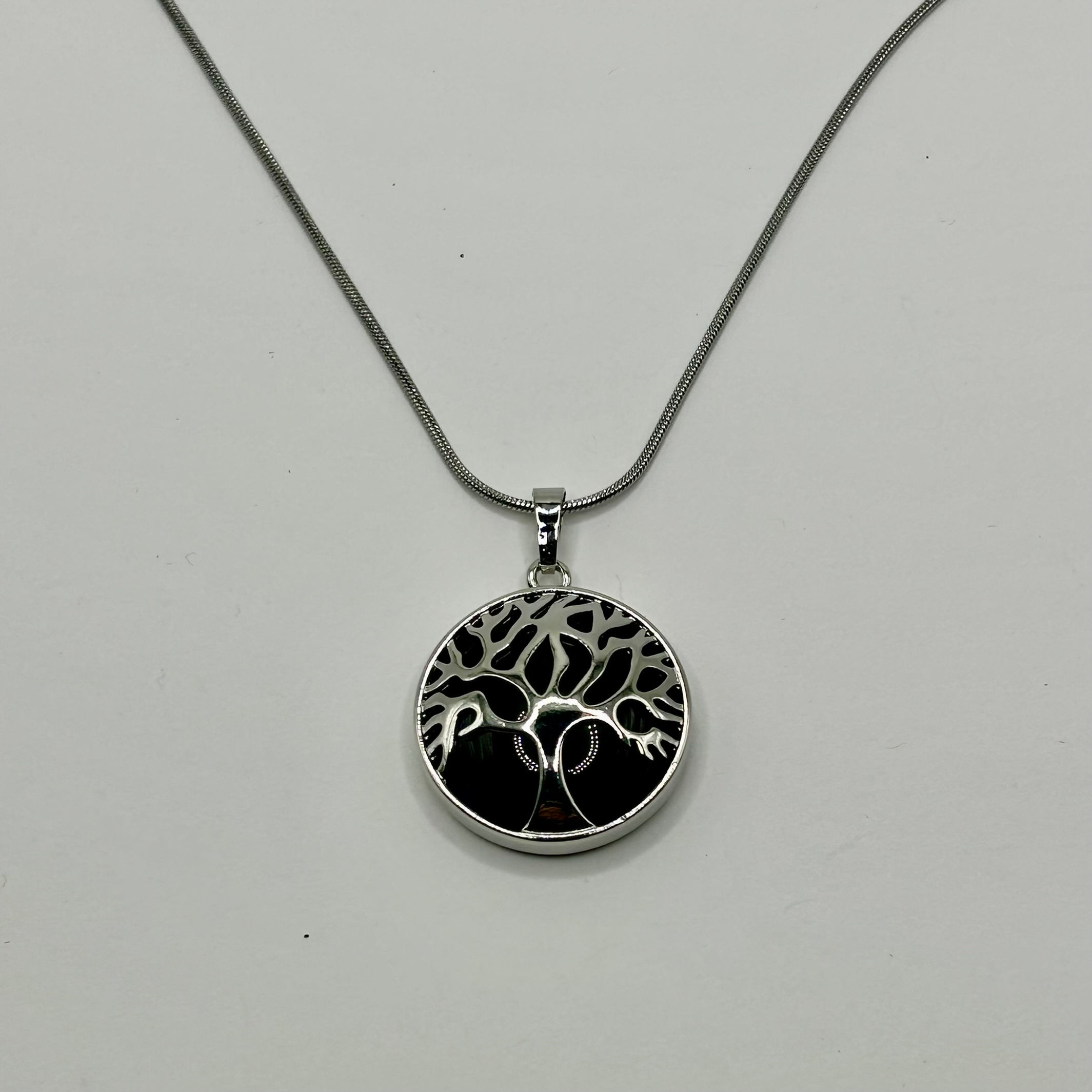 Tree of Life Obsidian Stone Pendant