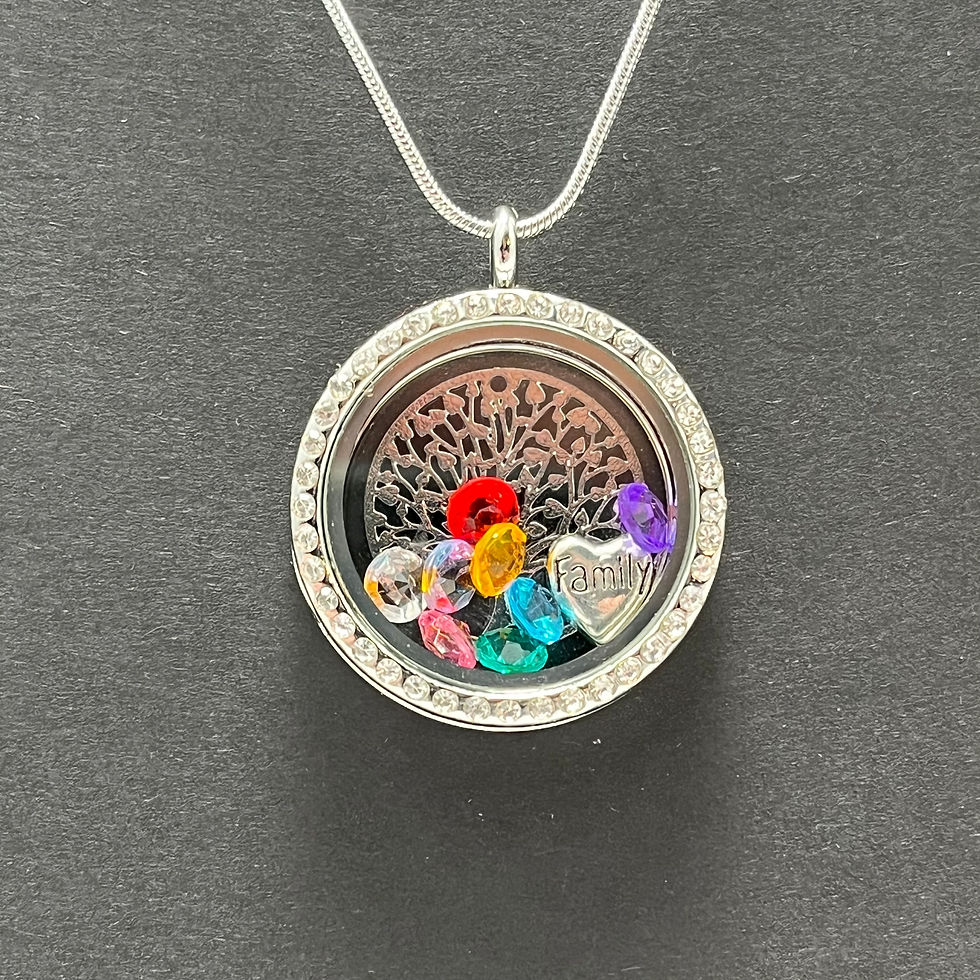Thumbnail: Family Tree Birthstone Floating Locket Pendant for Mom or Grandma