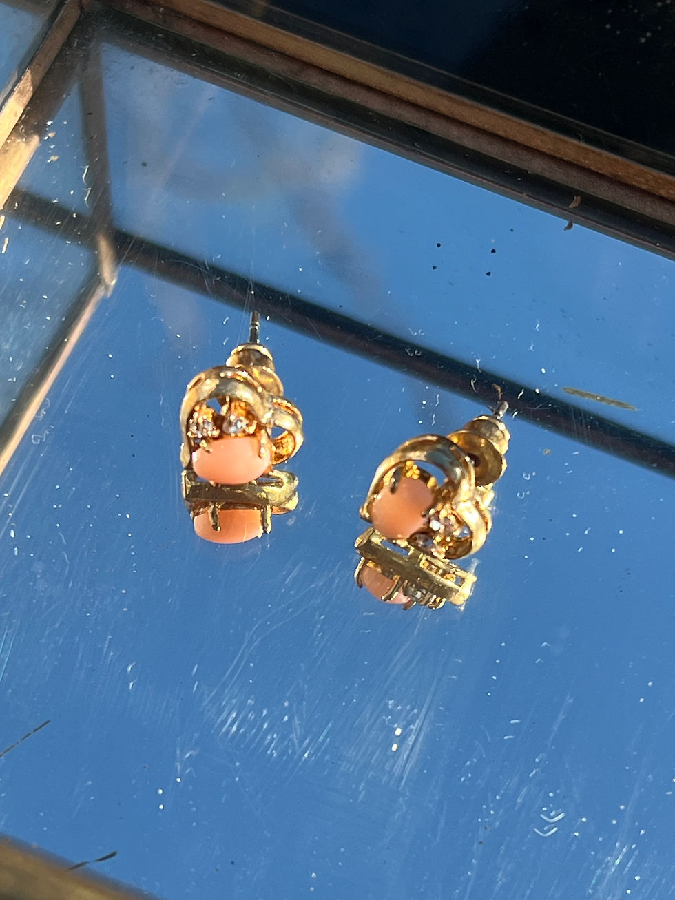 Thumbnail: Coral & Jade earrings 'Hearts' | set