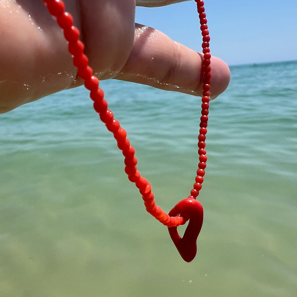 Thumbnail: Coral Necklace with natural shaped pendant