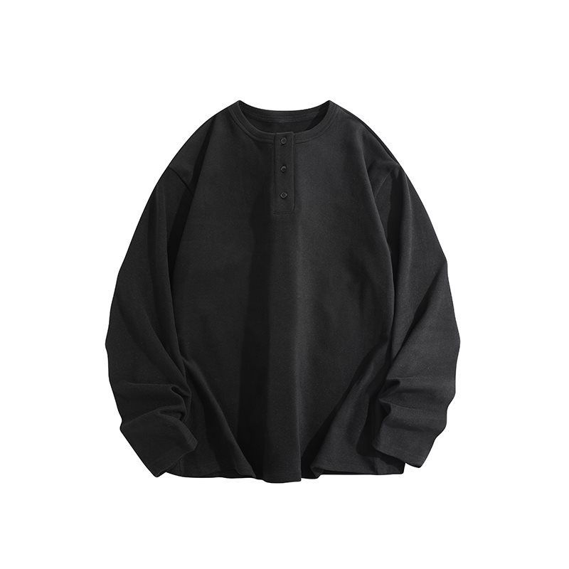 Miniatura: American Style Long Sleeve Henry Collar T-Shirt Spring Autumn Hoodie Youth Trend