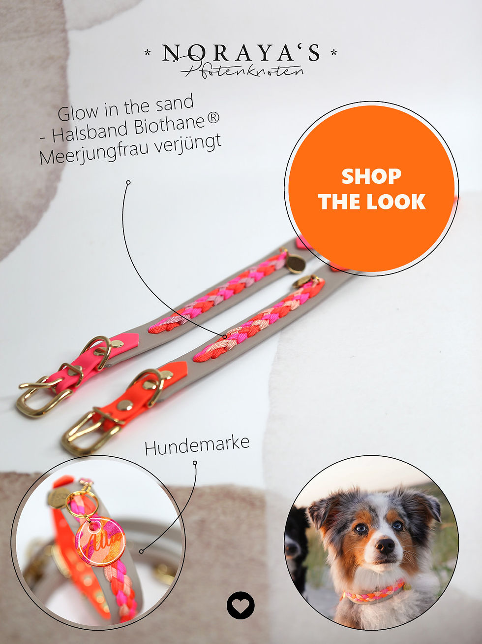 Glow in the sand - Halsband Biothane® Meerjungfrau verjüngt