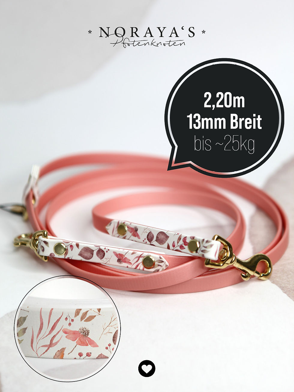 Leine UV-Biothane Applikation 2,2m I 13mm I Rose Gold