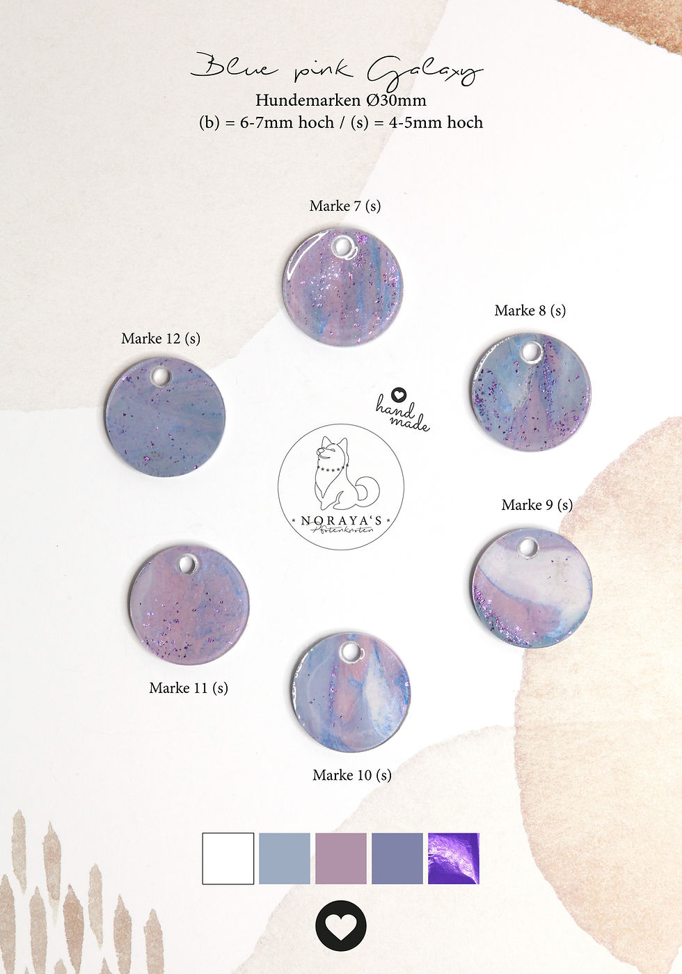 Miniaturbild: Blue pink galaxy - Hundemarke Ø30mm -