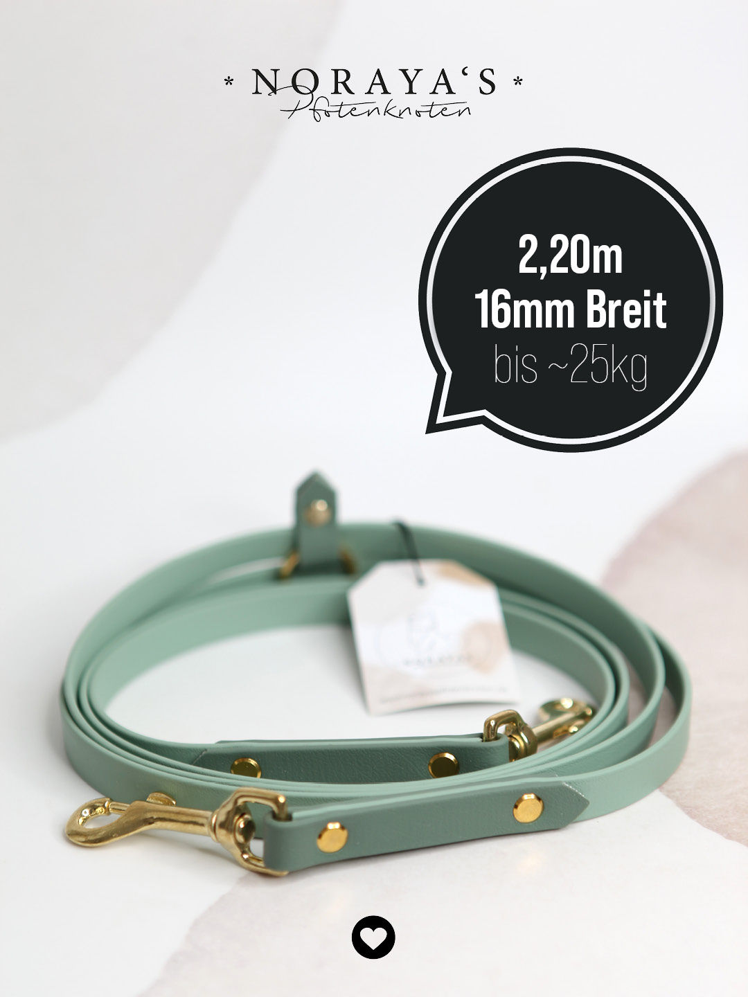Leine Biothane Applikation 2,2m I 13mm I Sage Green mit Foggy Grün