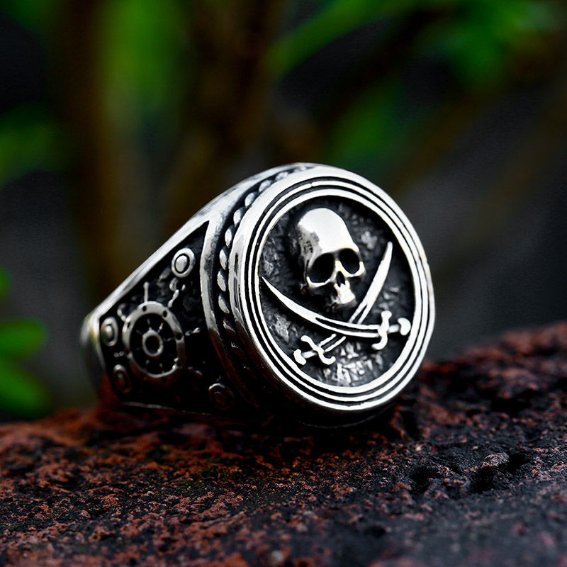 BEIER 2022 New Fashion Punk Navigation Pirates Ring Skull Men's Ring Cool Biker