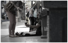 A beggar in Heraklion, Crete, Greece