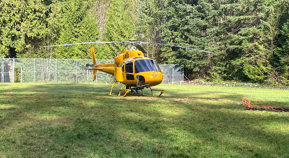 helicopter sits on school field