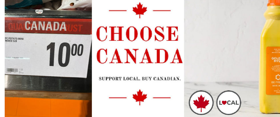 Examples of the maple leaf being used to urge consumers to 'Buy Canadian'.